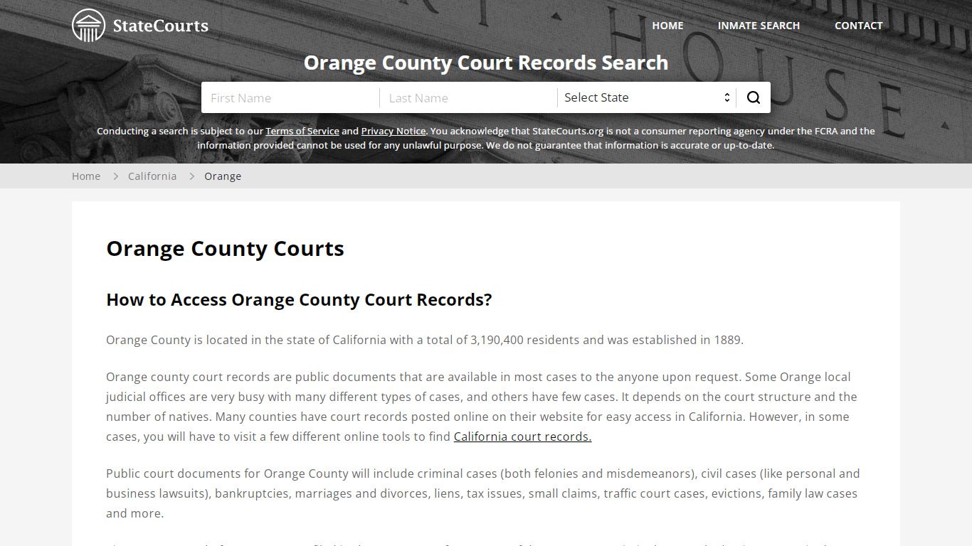Orange County, CA Courts - Records & Cases - StateCourts